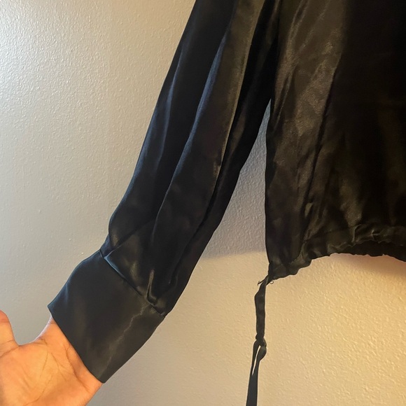Zara Black satin Button Down Shirt - Picture 3 of 4